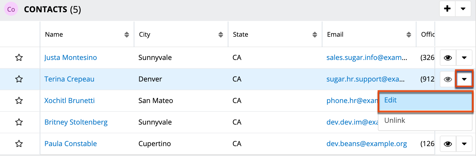 Contacts Subpanel Inline Edit