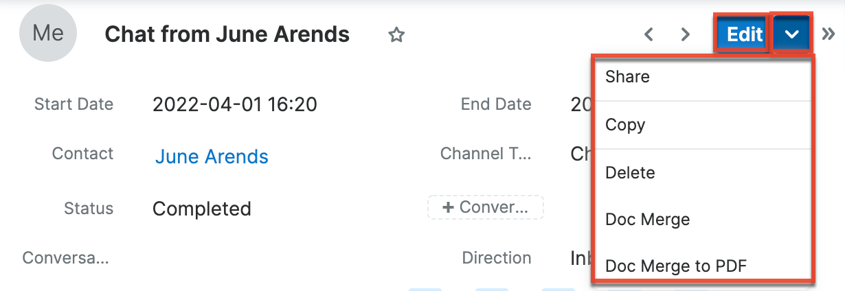 Messages RV ActionsMenu