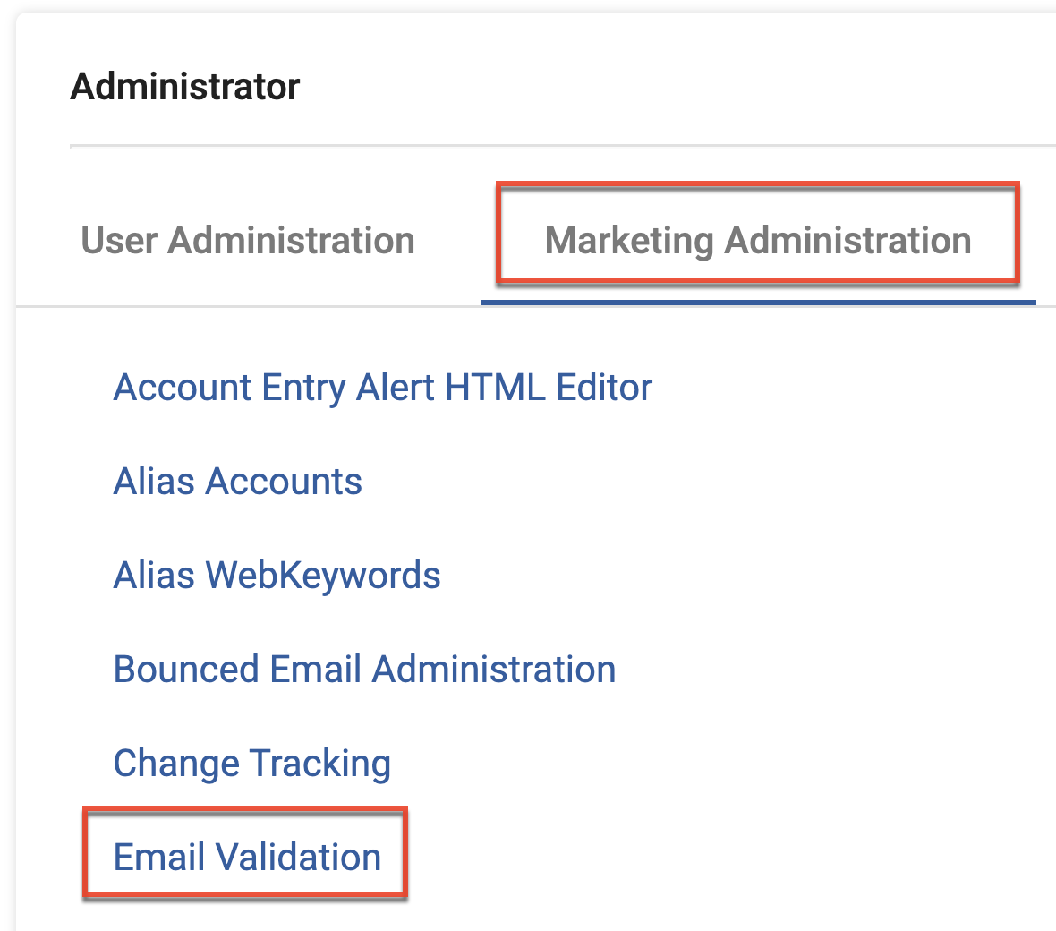 SM lists adminemailvalid
