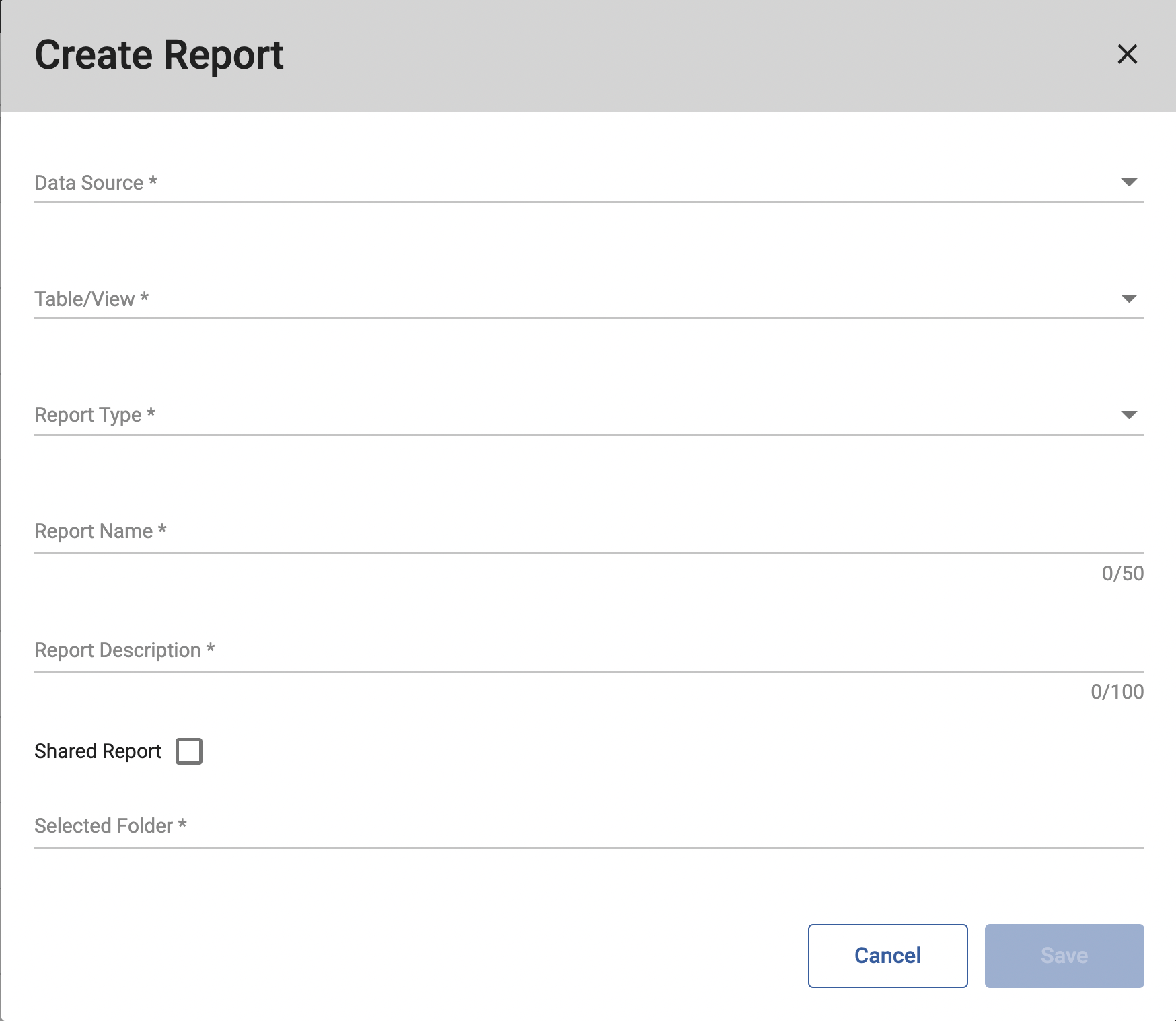 SM Reports createcustom