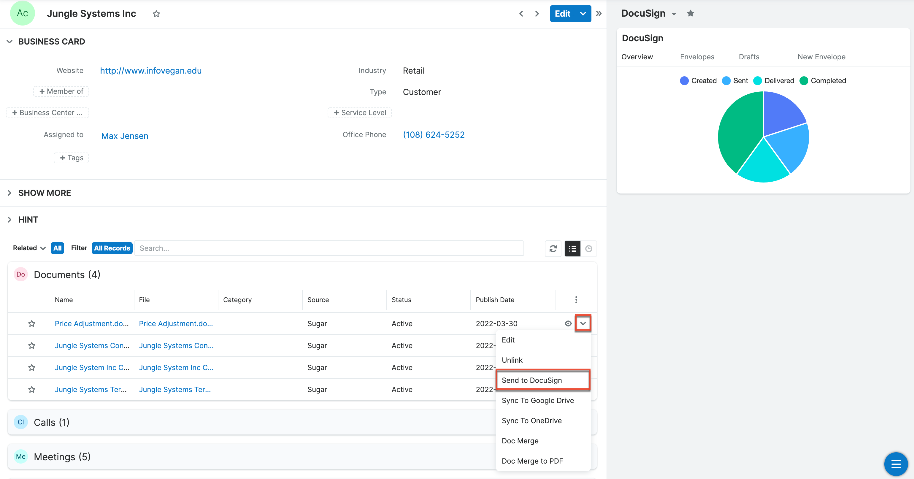 Send to DocuSign