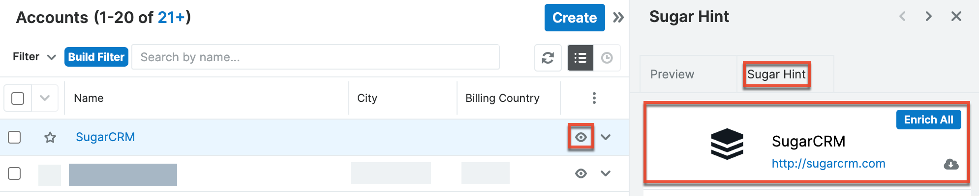 Accessing via list view preview