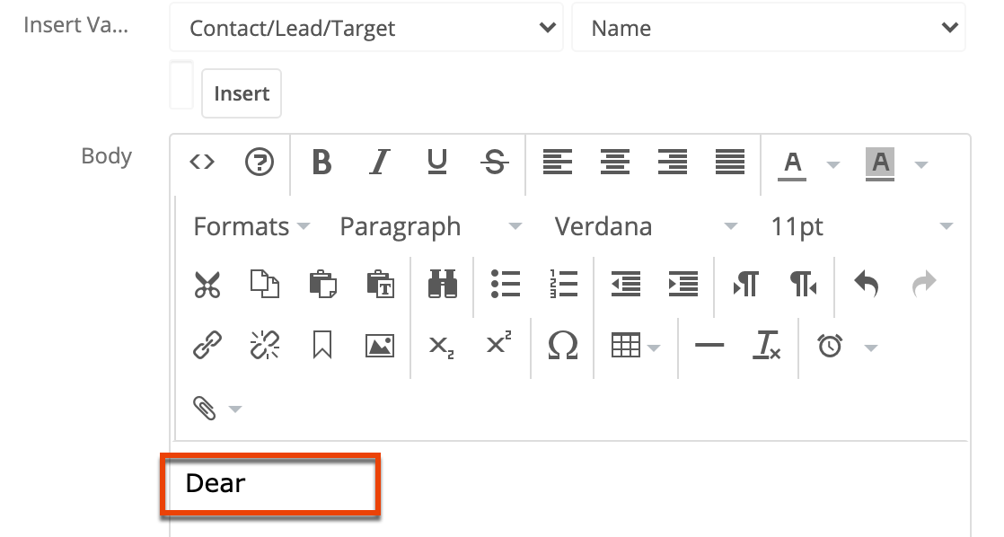 email template variable