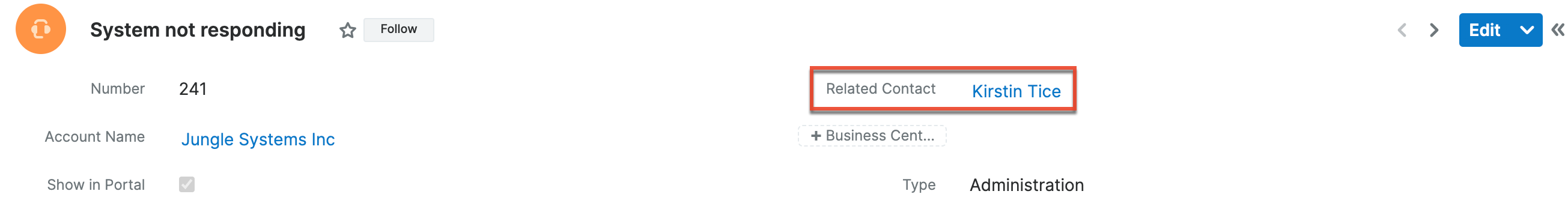 Related contact on case