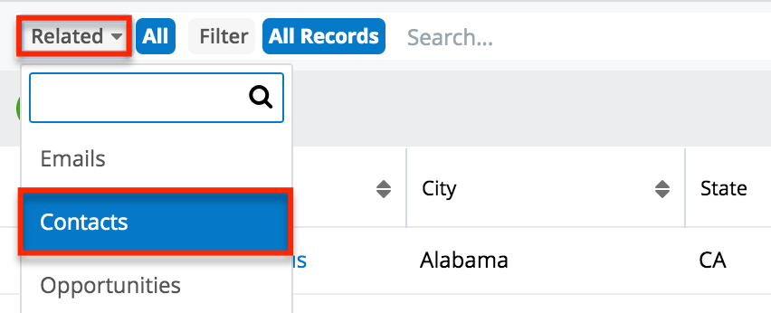 Search RelatedRecordFilter Contacts