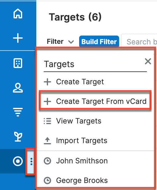 Targets CreateTargetFromVCard