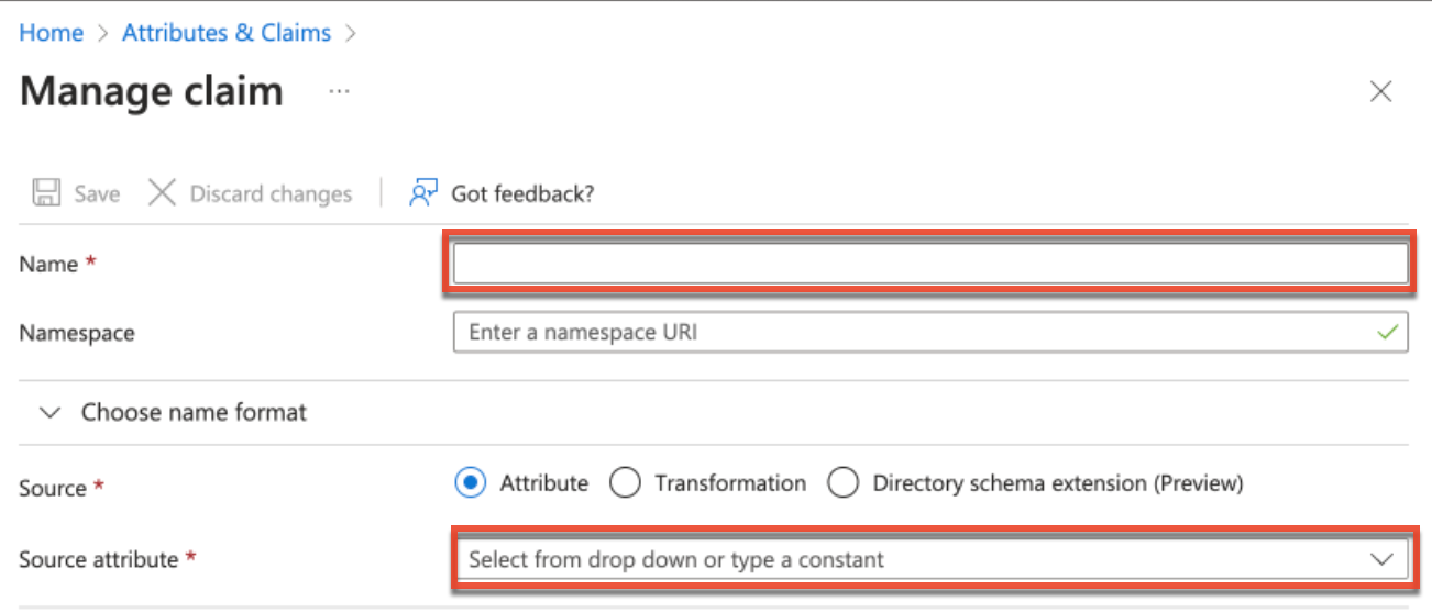 SugarIdentitySAMLAttributeMapping MappingAzure ManageClaim Name SourceAttribute