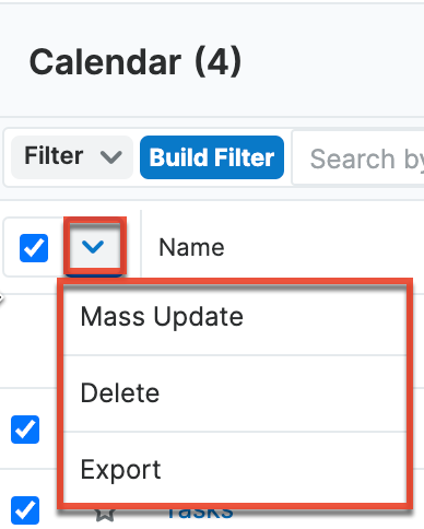 Calendar MassActions