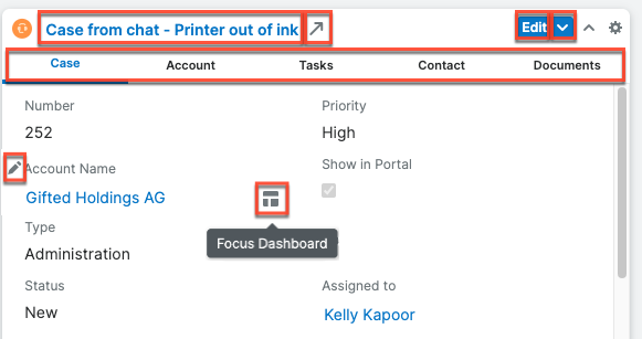 ServiceConsole CaseRecordDashlet Options