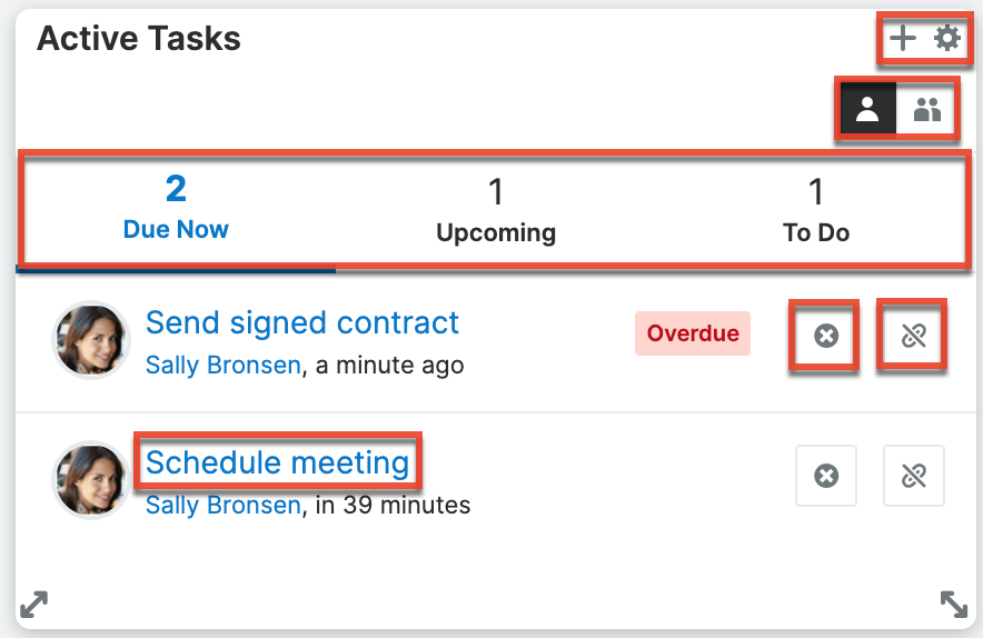 Active Tasks dashlet