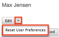 Sugar UserPreferences ActionsMenu ResetUserPreferences