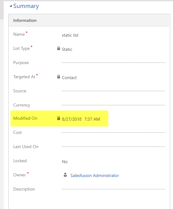 Static Lists vs Dynamic Lists - Modified On