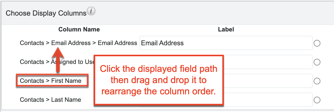 Rearrange column order